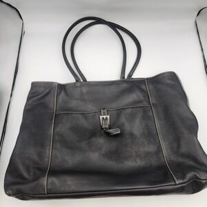 Bettina Made in Italy Black Leather Tote Bag Shoulder Bag Authentic Genuine